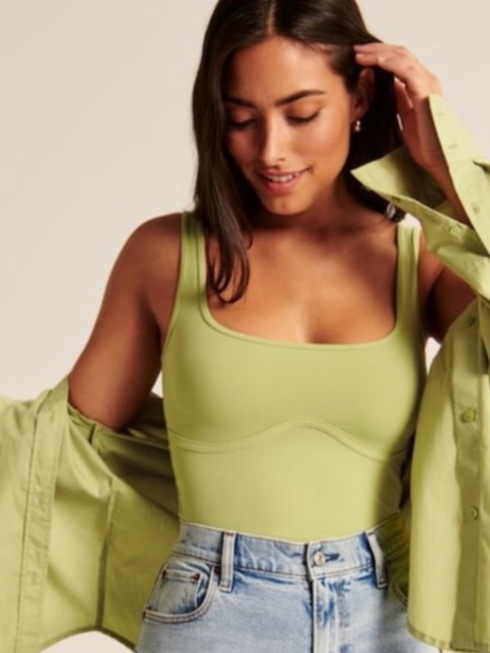 Abercrombie & Fitch Lime Green Scoop-Neck Bodysuit